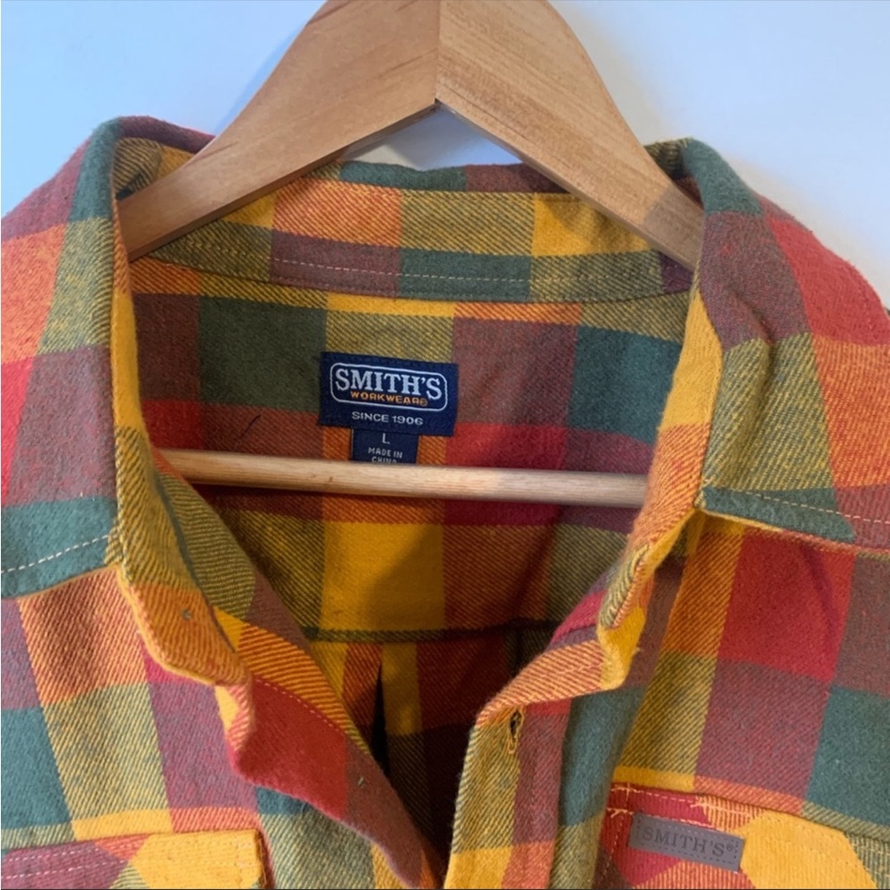 Smith’s Workwear Men’s Heavy Duty Flannel Shirt Sz Large - Picture 10 of 10